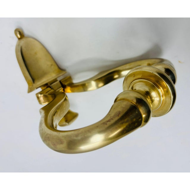 Brass Georgian Style Solid Polished Brass Door Knocker 1940 For Sale - Image 8 of 9