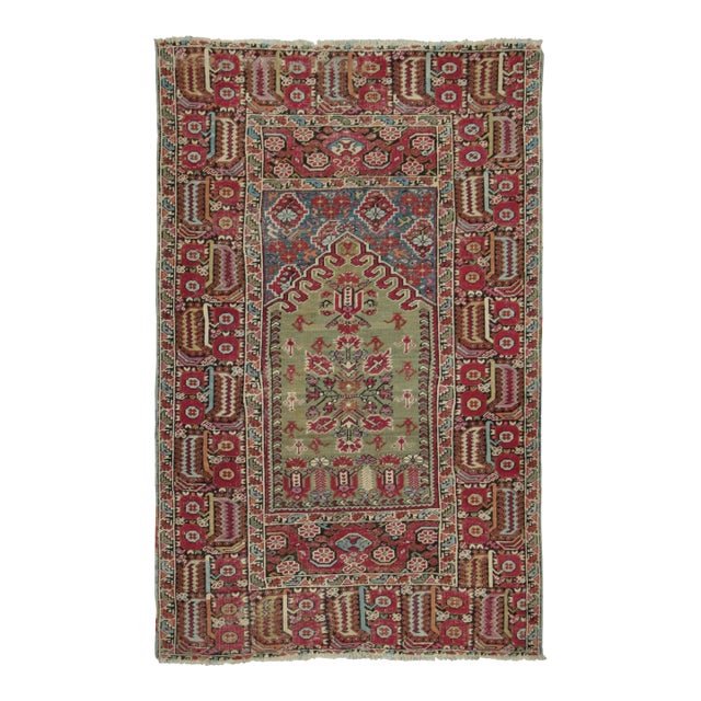 Vintage Turkish Anatolian Prayer Rug With Geometric Mihrab Design - Rug & Kilim For Sale