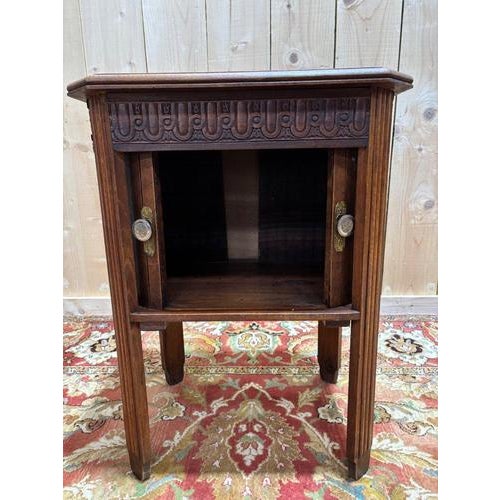 Brown Bedside Table in Oak For Sale - Image 8 of 11