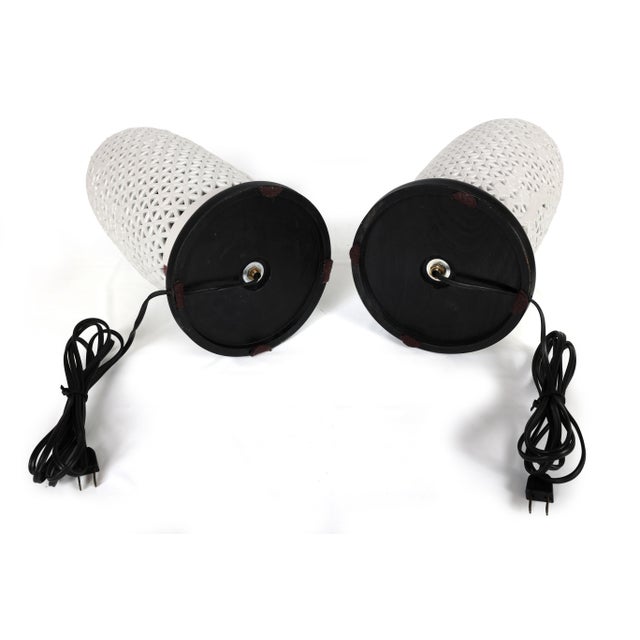 Vintage Reticulated Blanc De Chine Table Lamps, a Pair For Sale - Image 15 of 15