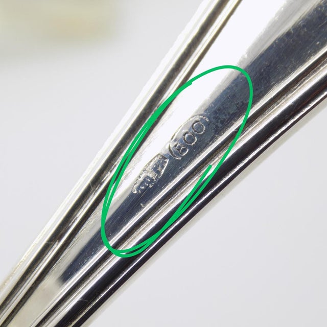 Metal Vintage Italian Handmade Genuine Silver Dessert / Fromage / Cheese Fork For Sale - Image 7 of 10