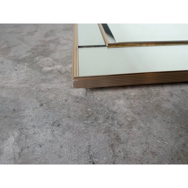 1980s 1980s La Barge Style Geometric Beveled Wall Mirror With Brushed Aluminum Frame For Sale - Image 5 of 12
