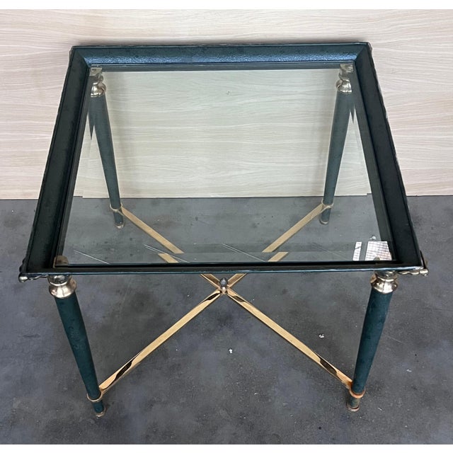 Mid 20th Century Green Iron with Bronze and Brass Details Coffee Tables - Set of 2 For Sale - Image 4 of 18