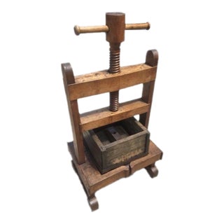 Antique Sculptural Solid Wood Wine Press For Sale