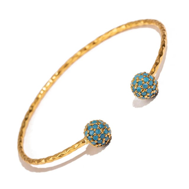 Early 21st Century Turquoise Grace Adjustable Gold Cuff Bracelet For Sale - Image 5 of 8