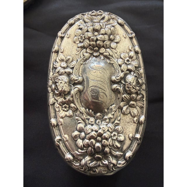 Vintage Gorham Silver Vanity Set Monogrammed For Sale - Image 9 of 12