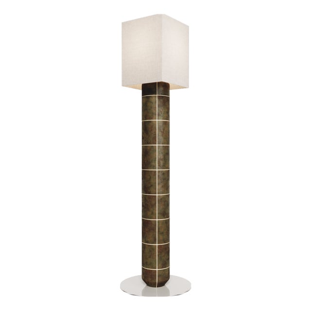 Handcrafted Ceramic and Glass Floor Lamp in Smoked Moss Glaze from Artem Zakharchenko-Halytskyi For Sale