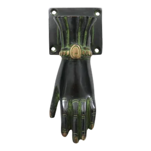 Green Brass Hand Door Knocker