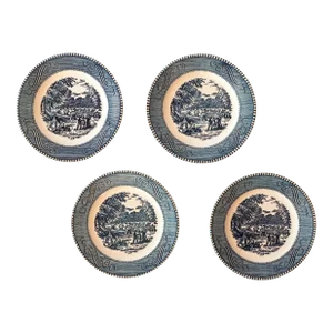Mid 20th Century Currier & Bread and Butter Plates- Set of 4