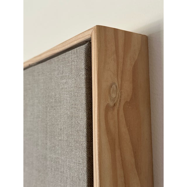 Gold and Carbon Painting on Spanish Linen Minimalist Painting, Framed Gold Corner For Sale In New York - Image 6 of 6