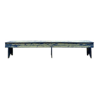Antique Primitive Painted Pine Farmhouse Bench For Sale