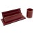 Art Deco Hand-Stitched Red Leather Desk Office Set Letter and Pen Holders For Sale - Image 13 of 13
