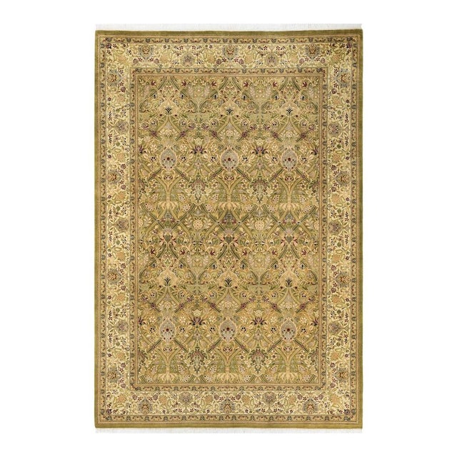 Green Mogul, One-of-a-Kind Hand-Knotted Area Rug in Green, 6' 1" x 9' 1" For Sale - Image 8 of 8