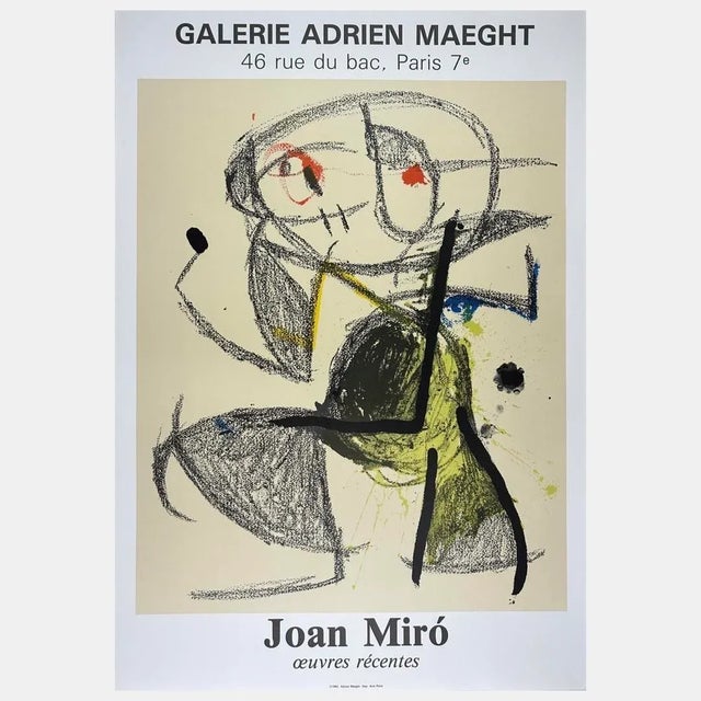 Abstract Vintage Joan Miró Abstract Modernist Paris Exposition Print For Sale - Image 3 of 4