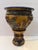 Vintage Majolica Style Pedestal Jardinière Planter With Figural Relief For Sale - Image 4 of 11
