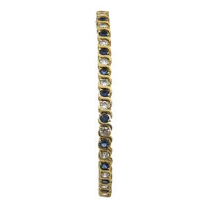 Costume Sapphire and Diamond Tennis Line Gold Tone Bracelet