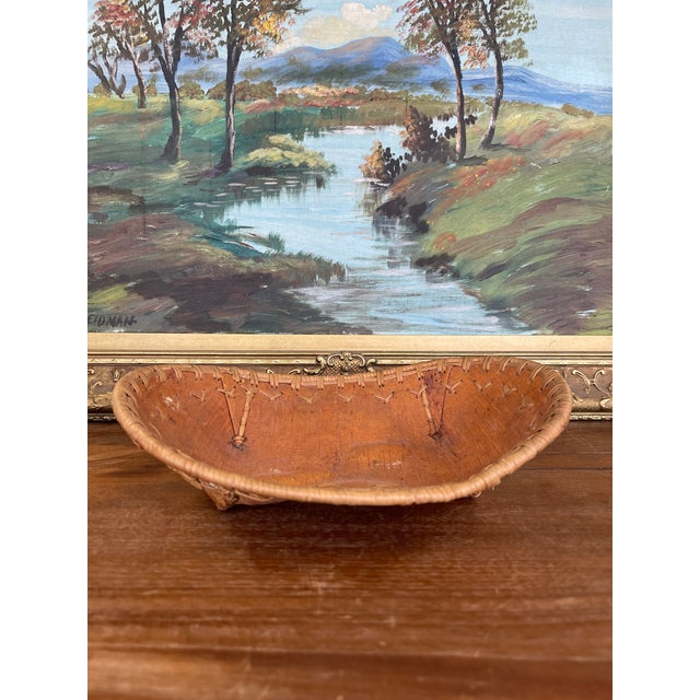 Vintage Likely Native American Birch Bark and Sweetgrass Hand-Sewn Bowl For Sale - Image 4 of 9