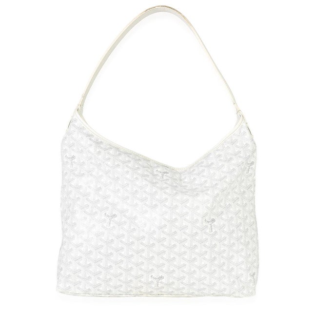 Goyard White Goyardine Canvas Boheme Hobo For Sale - Image 4 of 8