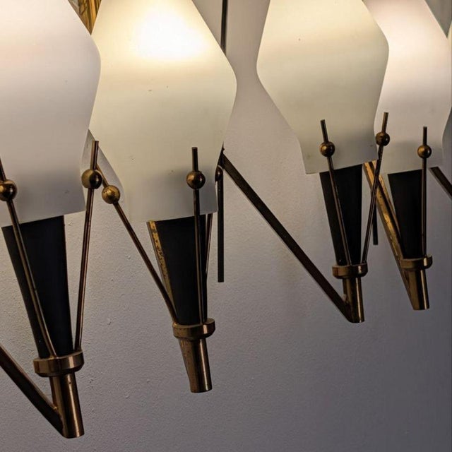 Vintage Opaline Glass and Brass Wall Lamps, 1960s, Set of 3 For Sale - Image 4 of 8