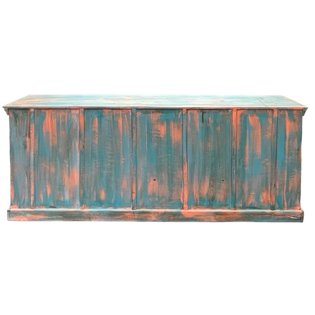 Farmhouse 19th-C. Rustic Primitive Farmhouse Modern Painted Credenza / Cabinet / Sideboard For Sale - Image 3 of 6