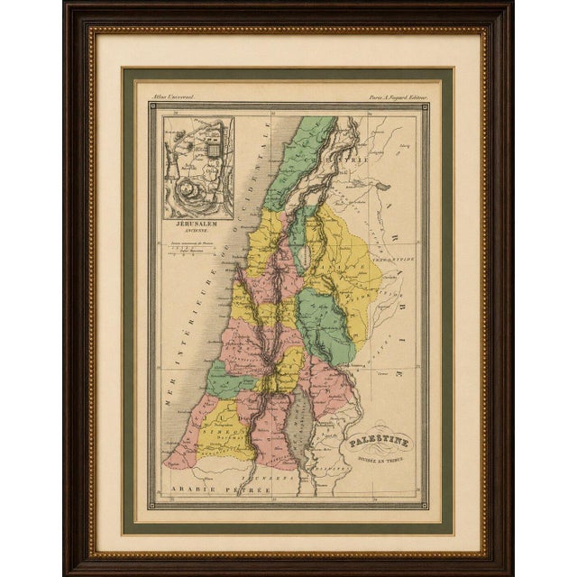 Palestine Divided into Tribes Map with Ancient Jerusalem, Paris, c.1850 This attractive mid-19th century French biblical...