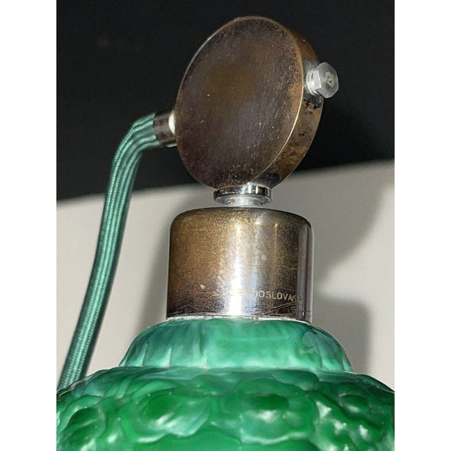 Green 1930s Art Deco Malachite Glass Czechoslovakian Perfume Bottle For Sale - Image 8 of 12