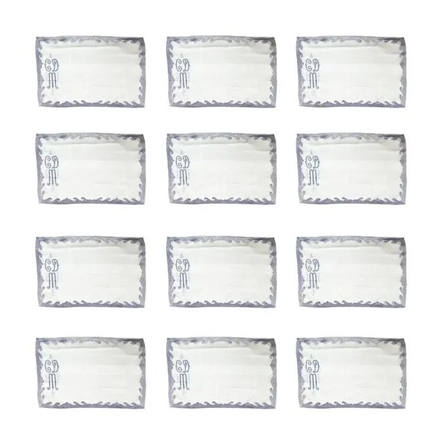 Mid 20th Century Large Vintage Matching Monogramed Purple Placemat and Napkin Set - Service for Twelve- 24 Pieces For Sale - Image 5 of 6