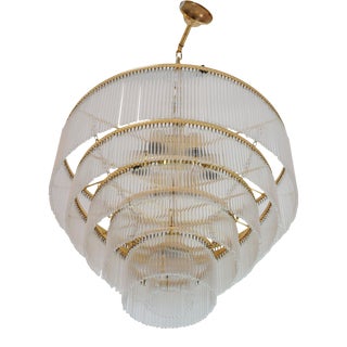 Mid-Century Scolari Murano 7-Light Tiered Glass Tubes Chandelier For Sale