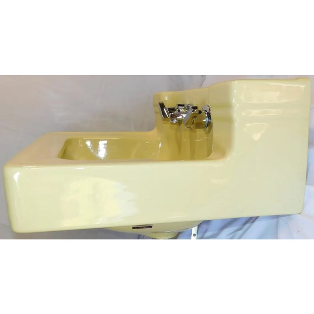 1957 Vintage "Standard" Companion Manchu Yellow Porcelain Sink With Chrome Legs ~Nice~ For Sale - Image 11 of 18