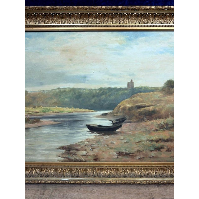 19th Century A.Monier, Lakeside Landscape, 1890s, Oil on Canvas For Sale - Image 5 of 13