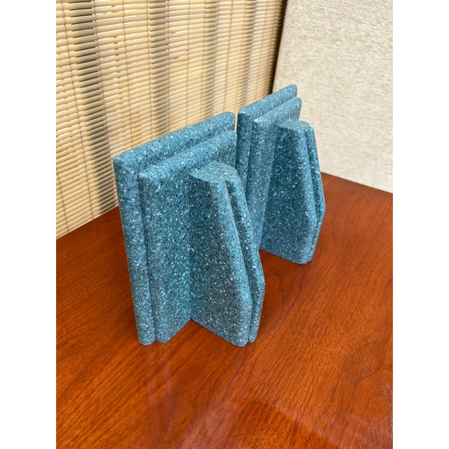 Vintage Faux Granite Stone Postmodern Handcrafted Bookends. Circa 1980s For Sale - Image 11 of 14