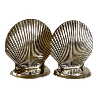 Brass Shell Bookends - A Pair For Sale