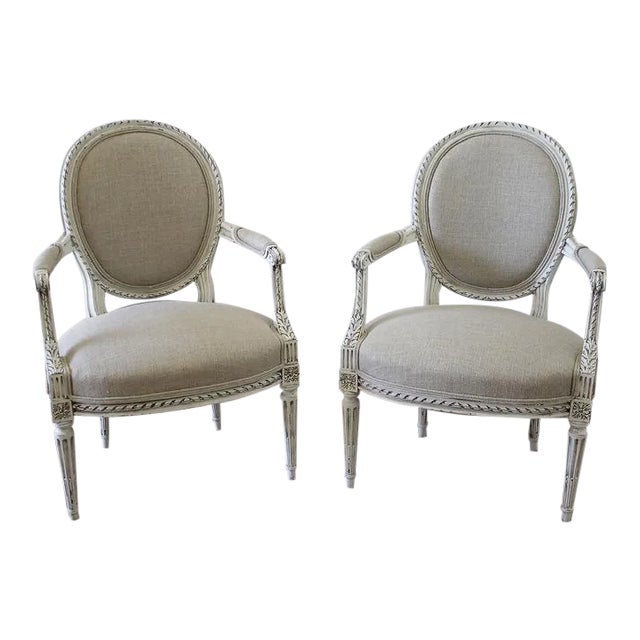 Late 19th Century Carved Louis XVI Style Armchairs For Sale