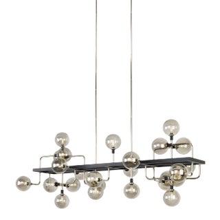 Visual Comfort Modern Viaggio Linear Chandelier LED Smoke and Polished Nickel For Sale