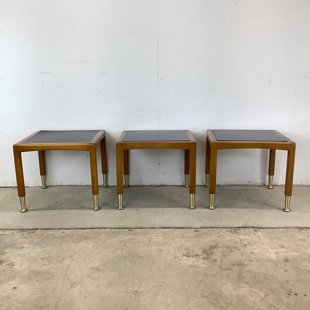 Mid-Century Modern Mid-Century Modern Walnut Nesting Tables With Black Laminate Tops For Sale - Image 3 of 12