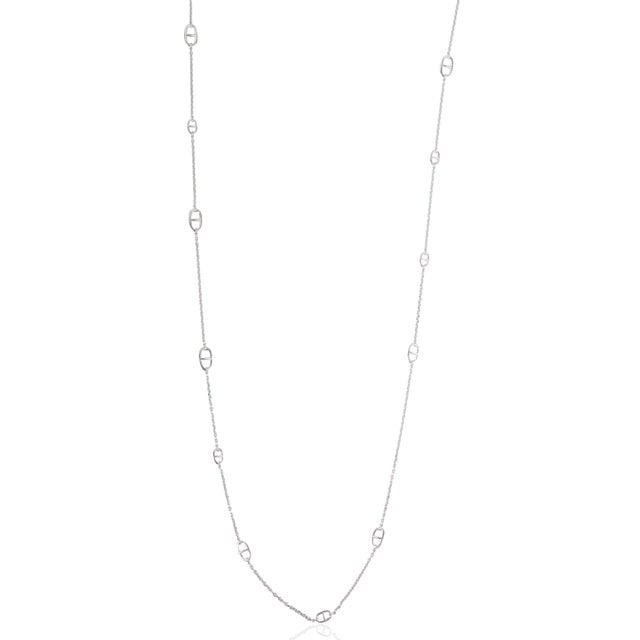 Contemporary Contemporary Sterling Silver Minimalist 32 Inch Anchor Link Long Chain Necklace - Unisex For Sale - Image 3 of 13