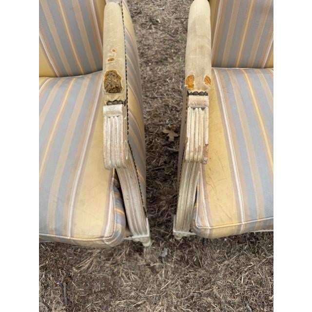 Wood Large 19th Century Velvet French Louis XVI Bergere or Armchairs - A Pair For Sale - Image 7 of 15