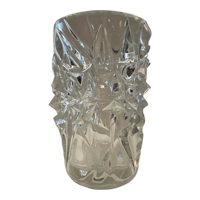1980s Bohemia Czech Republic Crystal Vase New 8in For Sale