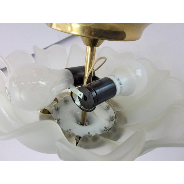 Vintage Gold Metal & Frosted Glass Slip Shade Tulip Flower Globe