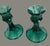 Elevate your home decor with the vintage charm of this emerald, green candlestick set, crafted by the renowned Indiana...