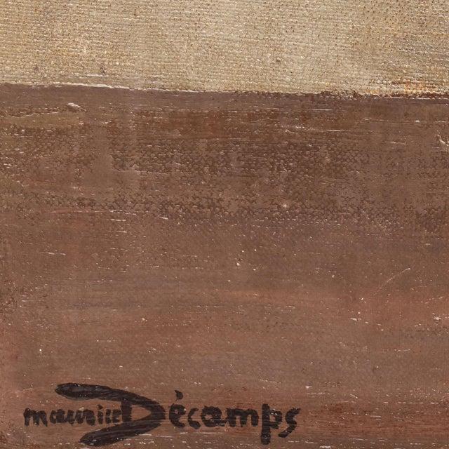 Maurice Alfred Decamps, Art Deco Still Life with Vase of White Roses, 1920s-1940s, Oil on Canvas For Sale - Image 9 of 11