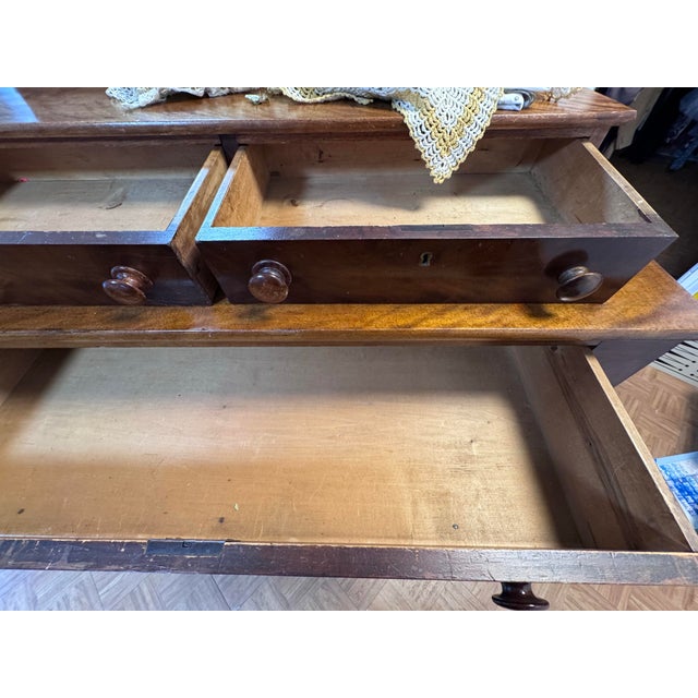 American Late Classical Flame Mahogany Chest of Drawers With Glove Boxes, Circa 1840 For Sale - Image 4 of 12