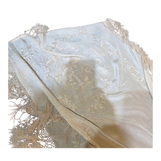 Cream Silk Piano Shawl For Sale