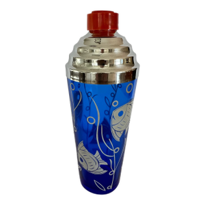 Vintage Hazel Atlas Fish Cocktail Shaker Cobalt Blue