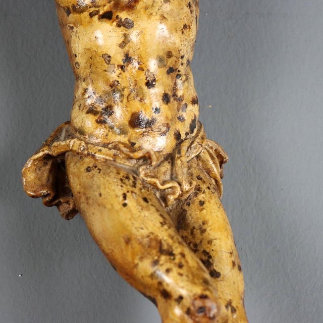 Carved and Lacquered Wooden Crucifix For Sale - Image 4 of 9