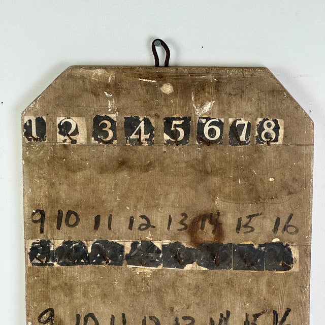 Wood Early 20th Century Vintage Primitive Numbered Wooden Key Board With Nails For Sale - Image 7 of 7