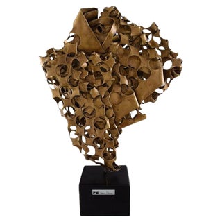 Colossal Modernist Brass Sculpture by Pierre Bouvet, France For Sale