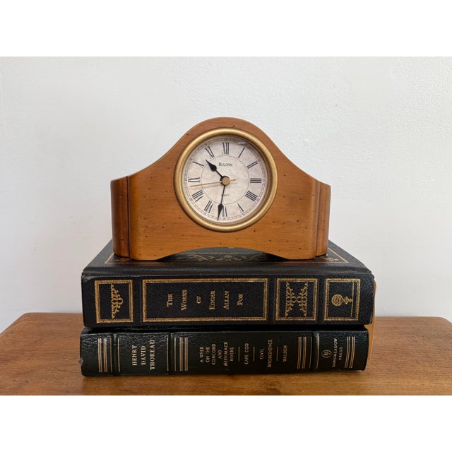 Art Deco style mantle clock by Bulova. Late 20th century, but styled similar to 1920s or 30s. Please see condition details...
