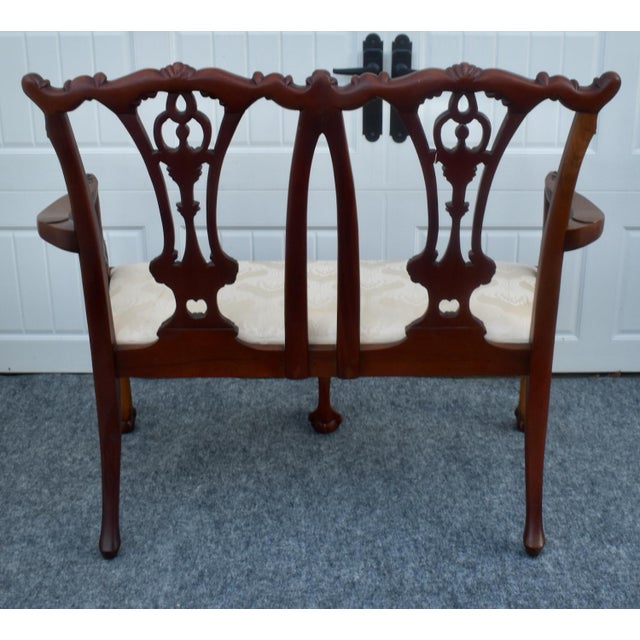 Vintage Carved Mahogany Settee Chippendale Style Ball & Claw Feet For Sale - Image 15 of 16
