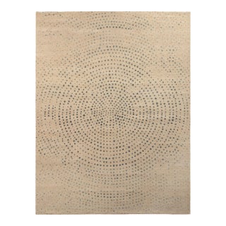 Rug & Kilim’s Oversized Spotted Circles Rug in Cream and Blue, 12x16 For Sale